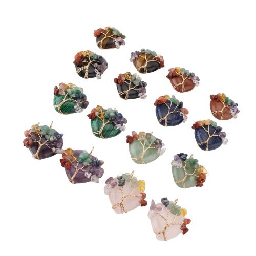 Bijoux Pendentifs en pierres gemmes, pierre gemme, avec alliage de zinc, coeur, Placage de couleur d'or, DIY, plus de couleurs à choisir, 37x36x13mm, Vendu par PC