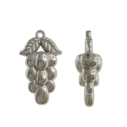 Copper Coated Plastic Pendant, Grape, platinum color plated, nickel, lead & cadmium free, 25x16x41.50mm, Hole:Approx 2.78mm, 5Bags/Lot, Sold By Lot
