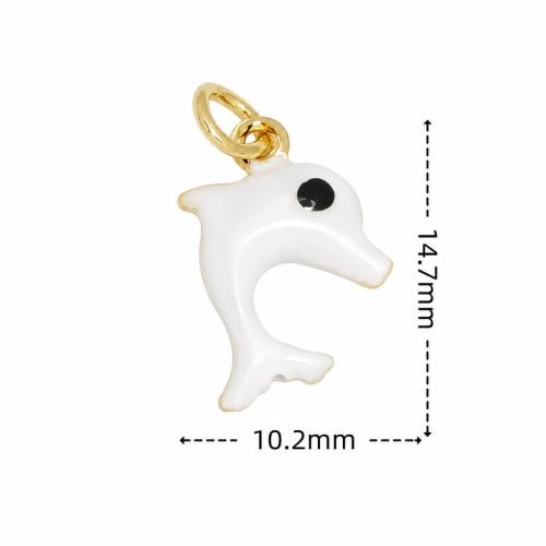 Messing Schmuck Anhänger, Dolphin, goldfarben plattiert, DIY & verschiedene Stile für Wahl & Micro pave Zirkonia & Emaille, verkauft von PC