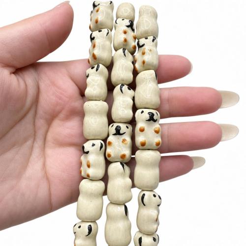 Porcelain Jewelry Beads, Bear, hand drawing, DIY, more colors for choice, 12x16mm, 100PCs/Bag, Sold By Bag