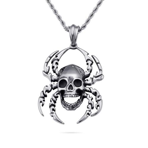 Pendentifs en titane, Acier titane, araignée, le style de punk & DIY, couleur originale, 44x55mm, Vendu par PC