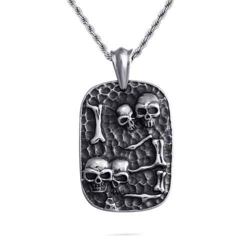 Titanium Steel Pendants, Skull, vintage & DIY, original color, 35x48mm, Sold By PC