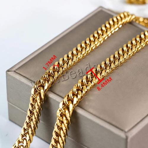 Chaîne de corde d'acier inoxydable, Plaqué d'or 18K, DIY, 8.40mm, Vendu par m