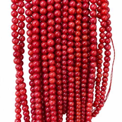 Natürliche Korallen Perlen, rund, DIY, keine, verkauft per ca. 38 cm Strang