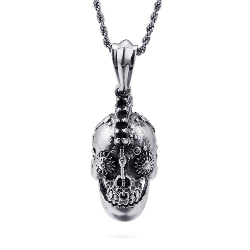 Titanium Steel Pendants, Skull, vintage & DIY, original color, 20x40mm, Sold By PC