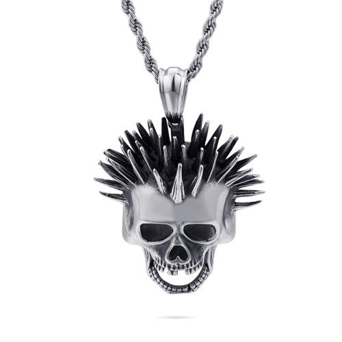 Titanium Steel Pendants, Skull, vintage & DIY, original color, 58x68mm, Sold By PC