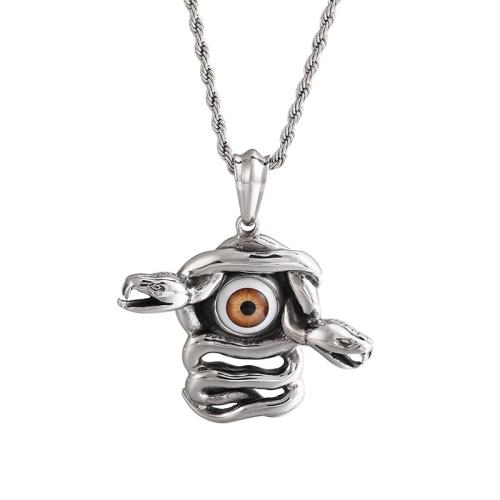 Titanium Steel Pendants, with Acrylic, Evil Eye, DIY, original color, 48x53mm, Sold By PC