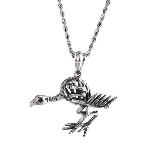 Pendentifs en titane, Acier titane, oiseau, Vintage & DIY & creux, couleur originale, 47x58mm, Vendu par PC