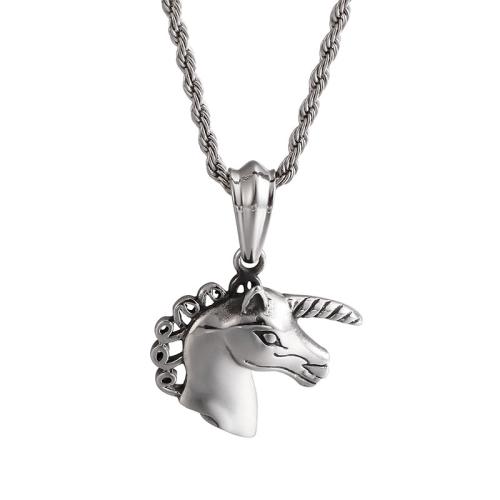 Pendentifs en titane, Acier titane, Licorne, DIY, couleur originale, 34x33mm, Vendu par PC