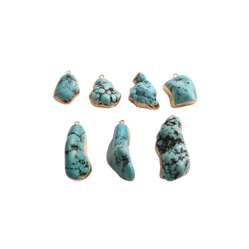Turquoise Pendant, Natural Turquoise, plated, DIY & different styles for choice, length 20-45mm,width 10-20mm, thickness 9-14mm, Sold By PC