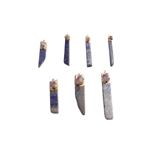 Gemstone Jewelry Pendants, Lapis Lazuli, with Quartz & Tibetan Style, plated, DIY & different styles for choice, pendant size 45-67*9-11*9-12mm, Sold By PC