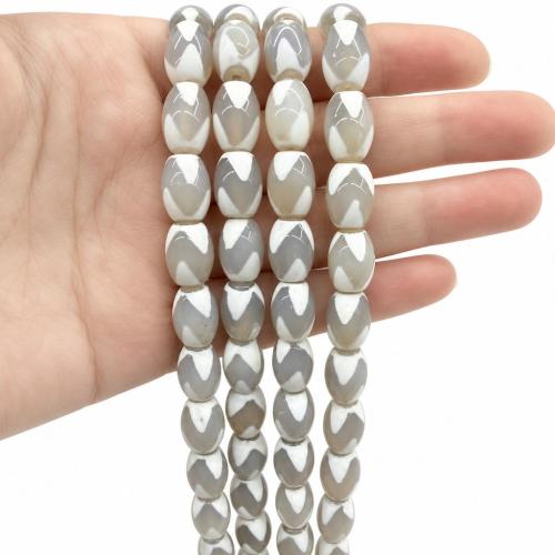 Natural Tibetan Agate Dzi Beads, hand drawing, DIY, more colors for choice, 10x14mm, Approx 25PCs/Strand, Sold By Strand