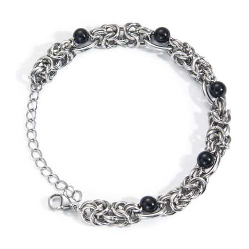 Titanium Steel Bracelet, with Black Agate, punk style & for man, original color, Sold By PC