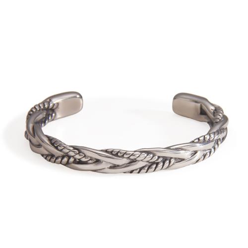 Titanium Steel Cuff Bangle, polished, punk style & for man, original color, Inner Diameter:Approx 64mm, Sold By PC
