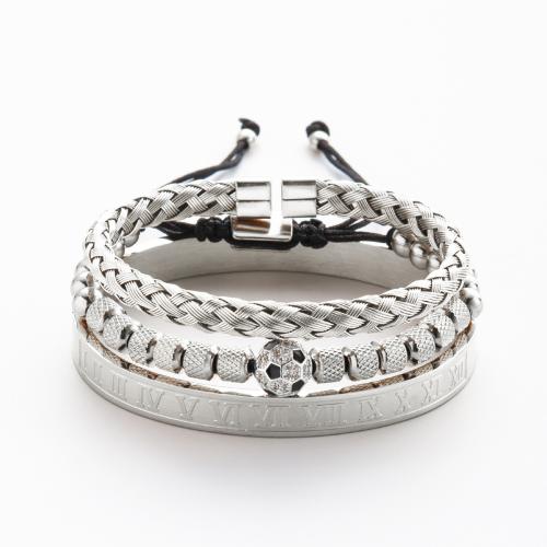 304 Stainless Steel Bracelet, with 4.33inch extender chain, plated, Unisex & different styles for choice & with rhinestone, Length:Approx 5.51 Inch, Sold By PC