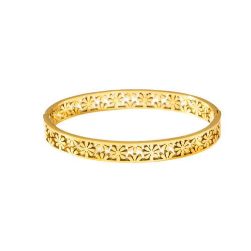 304 Stainless Steel Bangle, Flower, plated, fashion jewelry & for woman & hollow, more colors for choice, Inner Diameter:Approx 60mm, Sold By PC
