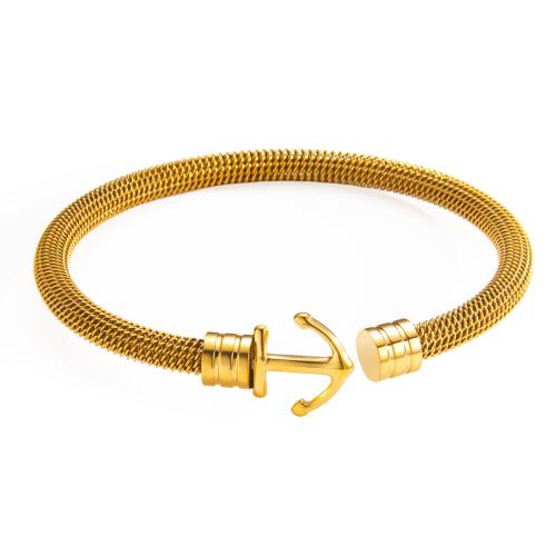 Titanium Steel Cuff Bangle, Anchor, plated, punk style & for man, more colors for choice, Inner Diameter:Approx 60mm, Sold By PC