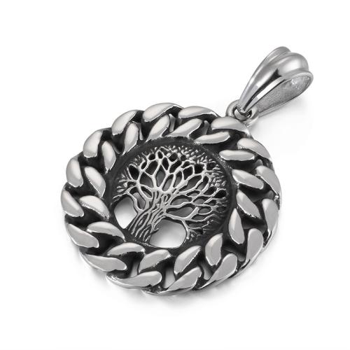 Titanium Steel Pendants, Tree, vintage & DIY & hollow, 39mm, Sold By PC
