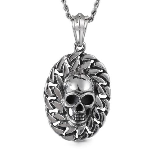 Titanium Steel Pendants, Skull, vintage & DIY, original color, 43x33mm, Sold By PC