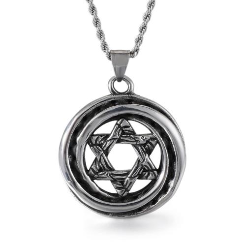 Titanium Steel Pendants, Hexagram, vintage & DIY & hollow, original color, 39mm, Sold By PC