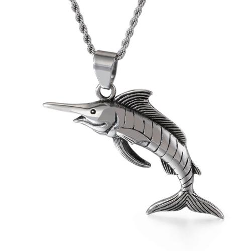 Titanium Steel Pendants, Fish, vintage & DIY, original color, 70x26mm, Sold By PC