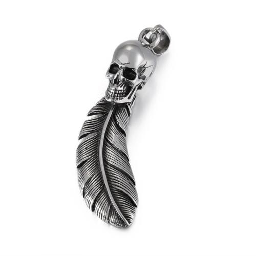 Titanium Steel Pendants, Feather, vintage & DIY, original color, 15x52mm, Sold By PC