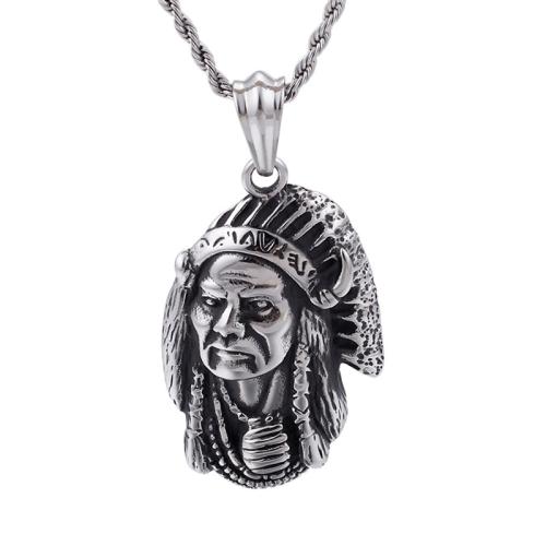 Titanium Steel Pendants, Face, vintage & DIY, original color, 35x52mm, Sold By PC