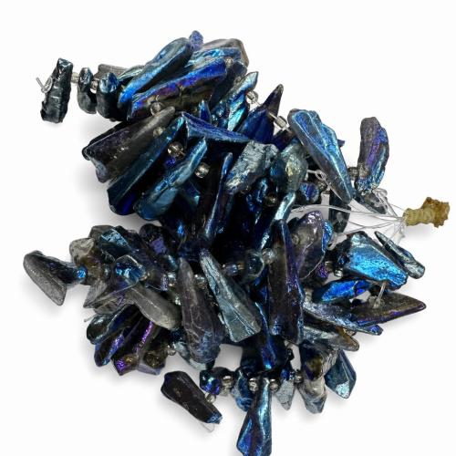 Gemstone Jewelry Beads, Natural Stone, plated, DIY, length 24-48mm, width 9-20mm, thickness 6-10mm, Sold Per Approx 38 cm Strand