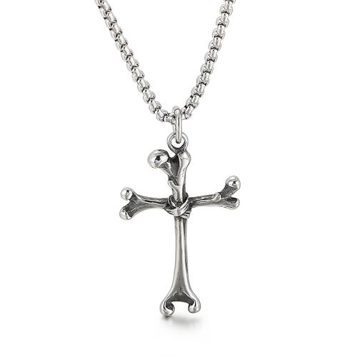 Titanium Steel Pendants, Cross, vintage & DIY, original color, 30x52mm, Sold By PC