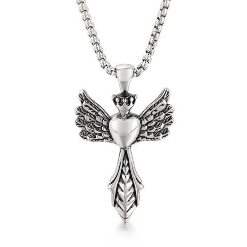 Titanium Steel Pendants, Angel Wing, vintage & DIY, original color, 33x56mm, Sold By PC
