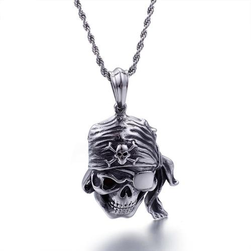 Titanium Steel Pendants, Skull, plated, vintage & DIY, more colors for choice, 38x72mm, Sold By PC