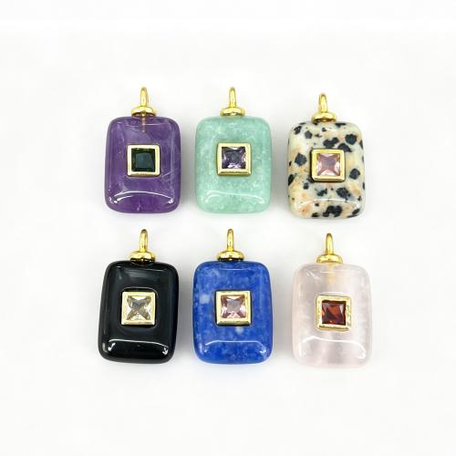Gemstone Jewelry Pendants, with Brass, Geometrical Pattern, plated, DIY & different styles for choice & micro pave cubic zirconia, Sold By PC