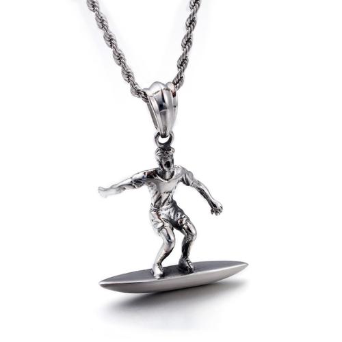Titanium Steel Pendants, Character, DIY, original color, 42x60mm, Sold By PC
