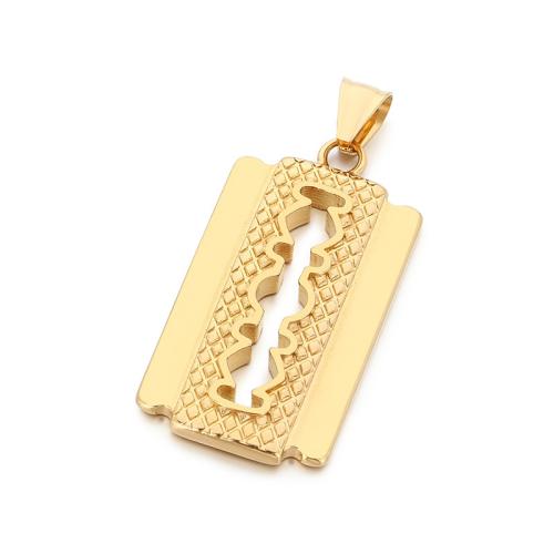 Titanium Steel Pendants, Razor Blade, plated, DIY & hollow, more colors for choice, 25x42mm, Sold By PC