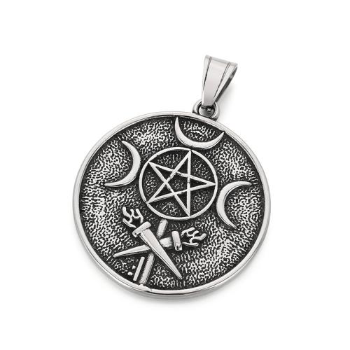 Titanium Steel Pendants, Flat Round, vintage & DIY & different styles for choice, original color, 40mm, Sold By PC