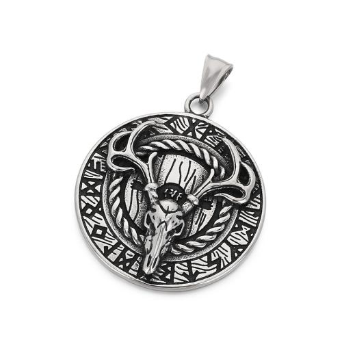 Titanium Steel Pendants, Flat Round, vintage & DIY & different styles for choice, original color, 40mm, Sold By PC