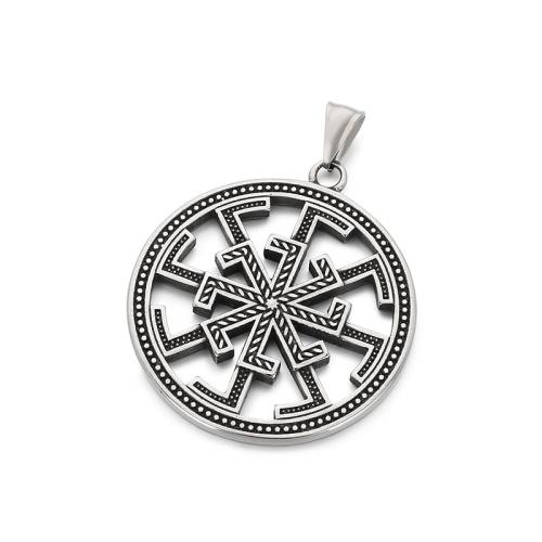 Titanium Steel Pendants, Flat Round, vintage & DIY & different styles for choice & hollow, original color, Sold By PC