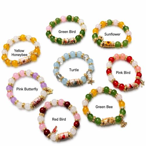 ABS Plastic Bracelet, with Elastic Thread & Tibetan Style, plated, fashion jewelry & elastic & for woman, more colors for choice, ABS beads size 10mm, Length:Approx 16-28 cm, Sold By PC