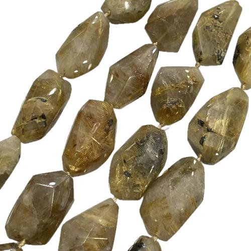Natural Quartz Jewelry Beads, Rutilated Quartz, irregular, polished, DIY & faceted, gold, beads size 11-17x21-30MM, Sold Per Approx 38 cm Strand