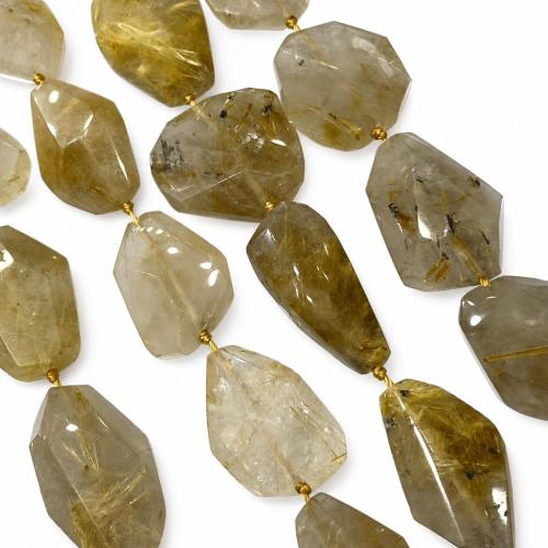 Natural Quartz Jewelry Beads, Rutilated Quartz, irregular, polished, DIY & faceted, gold, beads size 12-2-x22-26MM, Sold Per Approx 38 cm Strand
