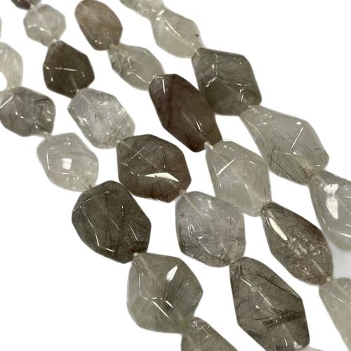 Quartz naturel bijoux perles, quartz rutile, Irrégulière, poli, DIY & facettes, gris, beads size 11-20-x5-35MM, Vendu par Environ 38 cm brin
