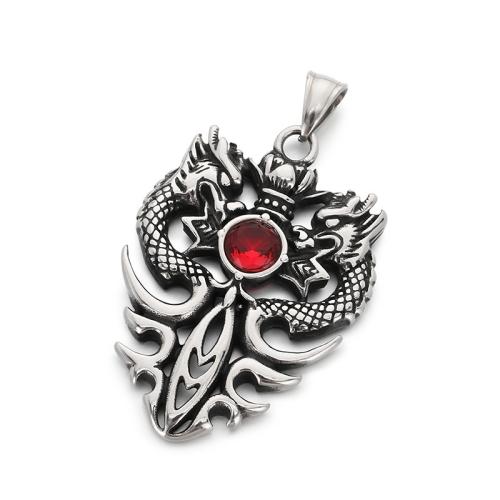 Titanium Steel Pendants, Dragon, vintage & DIY & different styles for choice & with rhinestone, 52x36mm, Sold By PC