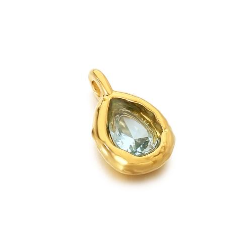 Rhinestone Pendant, 304 Stainless Steel, Teardrop, gold color plated, DIY & with rhinestone, more colors for choice, 12x7mm, Sold By PC