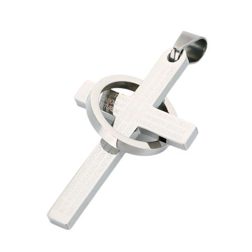 Titanium Steel Pendants, Cross, plated, DIY & different styles for choice & with letter pattern, 25x49mm, Sold By PC