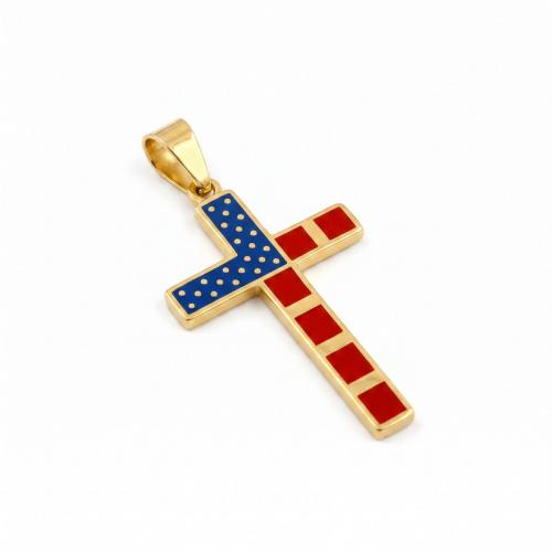 Titanium Steel Pendants, Cross, Vacuum Ion Plating, DIY & different styles for choice & enamel, 30x56mm, Sold By PC