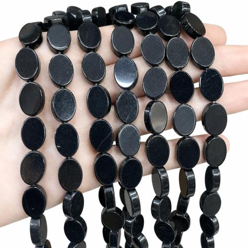 Natural Black Agate Beads, Flat Oval, polished, DIY & different size for choice, Sold Per Approx 38 cm Strand