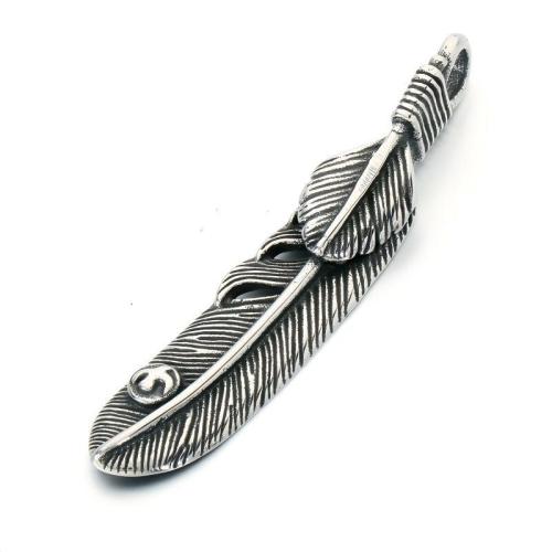 Stainless Steel Pendants, 304 Stainless Steel, Feather, vintage & DIY & different styles for choice, original color, Sold By PC