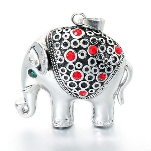 Stainless Steel Animal Pendants, 304 Stainless Steel, Elephant, vintage & DIY & different styles for choice & with rhinestone, original color, Sold By PC