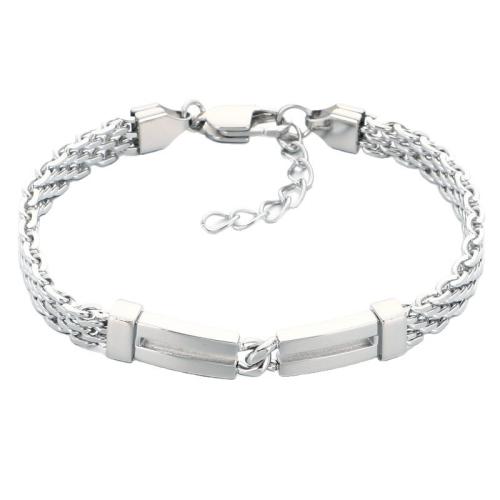 Titanium Steel Bracelet, plated, fashion jewelry & for man & hollow, more colors for choice, 190x6mm, Sold By PC