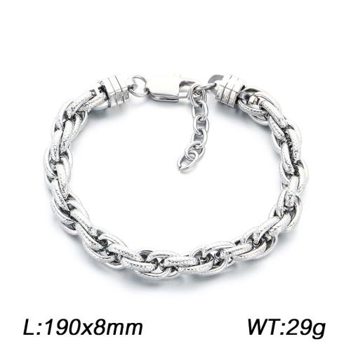 Titanium Steel Bracelet, Vacuum Ion Plating, fashion jewelry & for man, more colors for choice, 190x8mm, Sold By PC